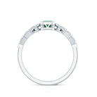 Vintage Looking Emerald Cut Emerald Engagement Ring with Diamond AAA - Rosec Jewels