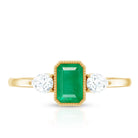 Emerald 3 Stone Ring with Diamond AAA - Rosec Jewels
