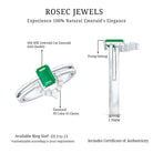 Natural Emerald Cut Emerald Double Band Engagement Ring with Diamond AAA - Rosec Jewels