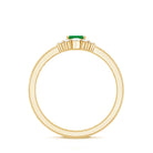Natural Emerald Cut Emerald Double Band Engagement Ring with Diamond AAA - Rosec Jewels