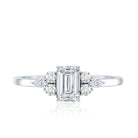 1 CT Octagon Cut Cubic Zirconia Engagement Ring with Trio AAAA - Rosec Jewels