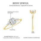 1 CT Octagon Cut Cubic Zirconia Engagement Ring with Trio AAAA - Rosec Jewels