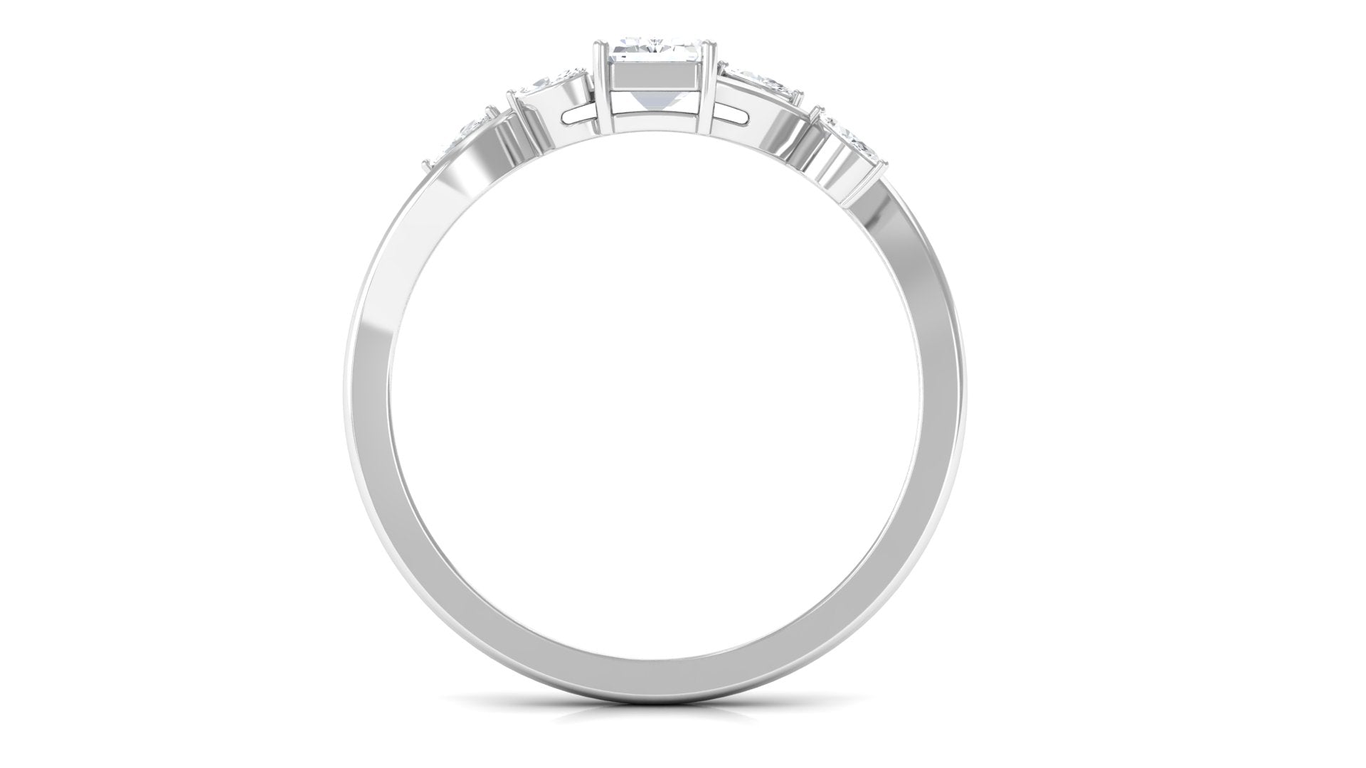 1 CT Octagon Cut Solitaire Zircon Engagement Ring with Split Shank AAAA - Rosec Jewels