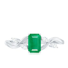 Natural Emerald Cut Emerald Designer Engagement Ring with Diamond AAA - Rosec Jewels