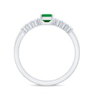 Natural Emerald Cut Emerald Diamond Engagement Wedding Ring Set of 2 AAA - Rosec Jewels
