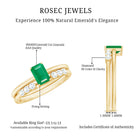 Natural Emerald Cut Emerald Diamond Engagement Wedding Ring Set of 2 AAA - Rosec Jewels