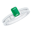 Rosec Jewels-Genuine Emerald Diamond Emerald Cut Engagement Ring with Enhancer