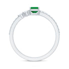Rosec Jewels-Genuine Emerald Diamond Emerald Cut Engagement Ring with Enhancer