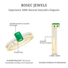 Rosec Jewels-Genuine Emerald Diamond Emerald Cut Engagement Ring with Enhancer