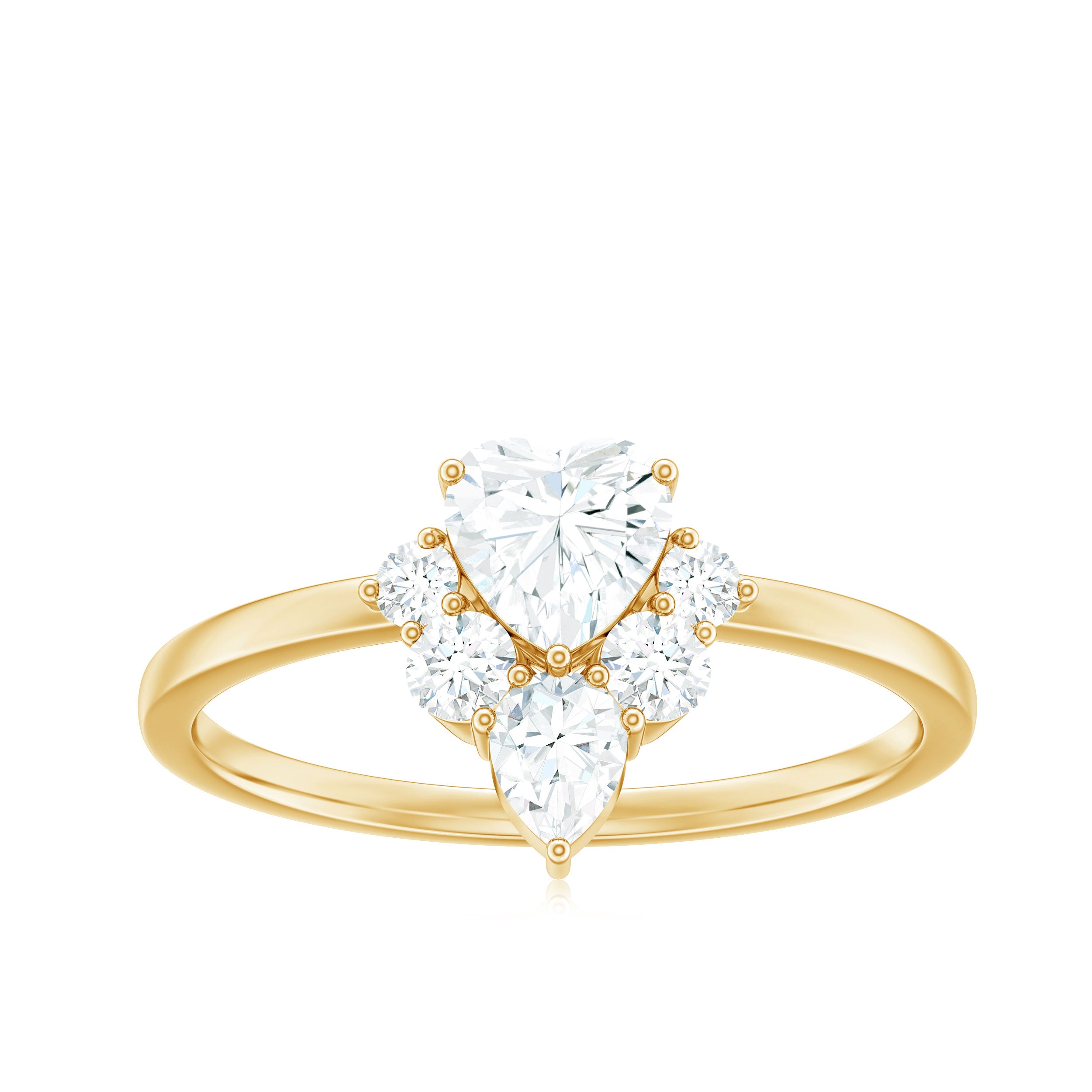 Rosec Jewels-Certified Moissanite Heart Promise Ring with Accent