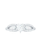 Certified Moissanite Heart Promise Ring with Split Shank D-VS1 - Rosec Jewels