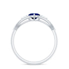 Rosec Jewels-Real 0.6 Carat Blue Sapphire and Diamond Heart Promise Ring with Split Shank