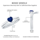 Rosec Jewels-Heart Shape Blue Sapphire Solitaire Wedding Ring Set with Diamond