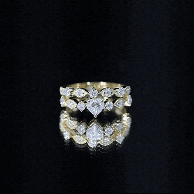 Zircon Bridal Wedding Ring Set with Matching Band AAAA - Rosec Jewels