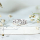 Zircon Bridal Wedding Ring Set with Matching Band AAAA - Rosec Jewels