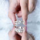 Zircon Bridal Wedding Ring Set with Matching Band AAAA - Rosec Jewels