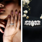 Heart Shape Moissanite Vintage Wedding Ring Set D-VS1 - Rosec Jewels