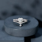 Rosec Jewels-Cubic Zirconia Heart Ring Set with V Shape Band