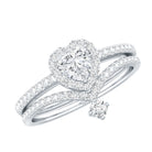 Certified Moissanite Heart Wedding Ring Set for Women D-VS1 - Rosec Jewels
