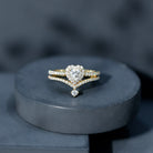 Certified Moissanite Heart Wedding Ring Set for Women D-VS1 - Rosec Jewels