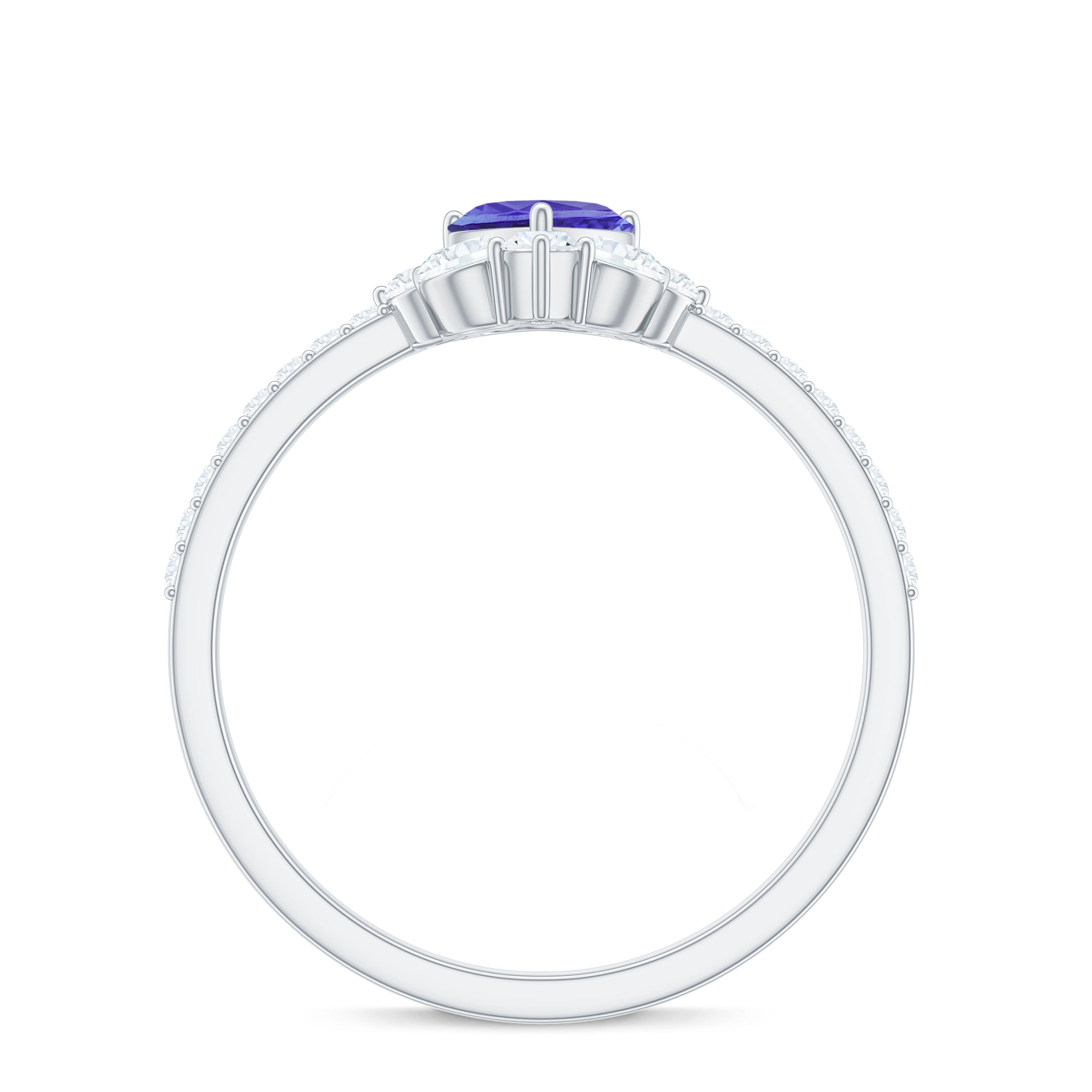 Natural Tanzanite Diamond Heart Promise Ring for Engagement AAA - Rosec Jewels