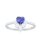 Natural Tanzanite Diamond Heart Promise Ring for Engagement AAA - Rosec Jewels
