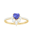 Natural Tanzanite Diamond Heart Promise Ring for Engagement AAA - Rosec Jewels