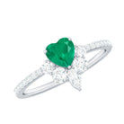 Rosec Jewels-Natural Emerald Heart Promise Ring with Diamond