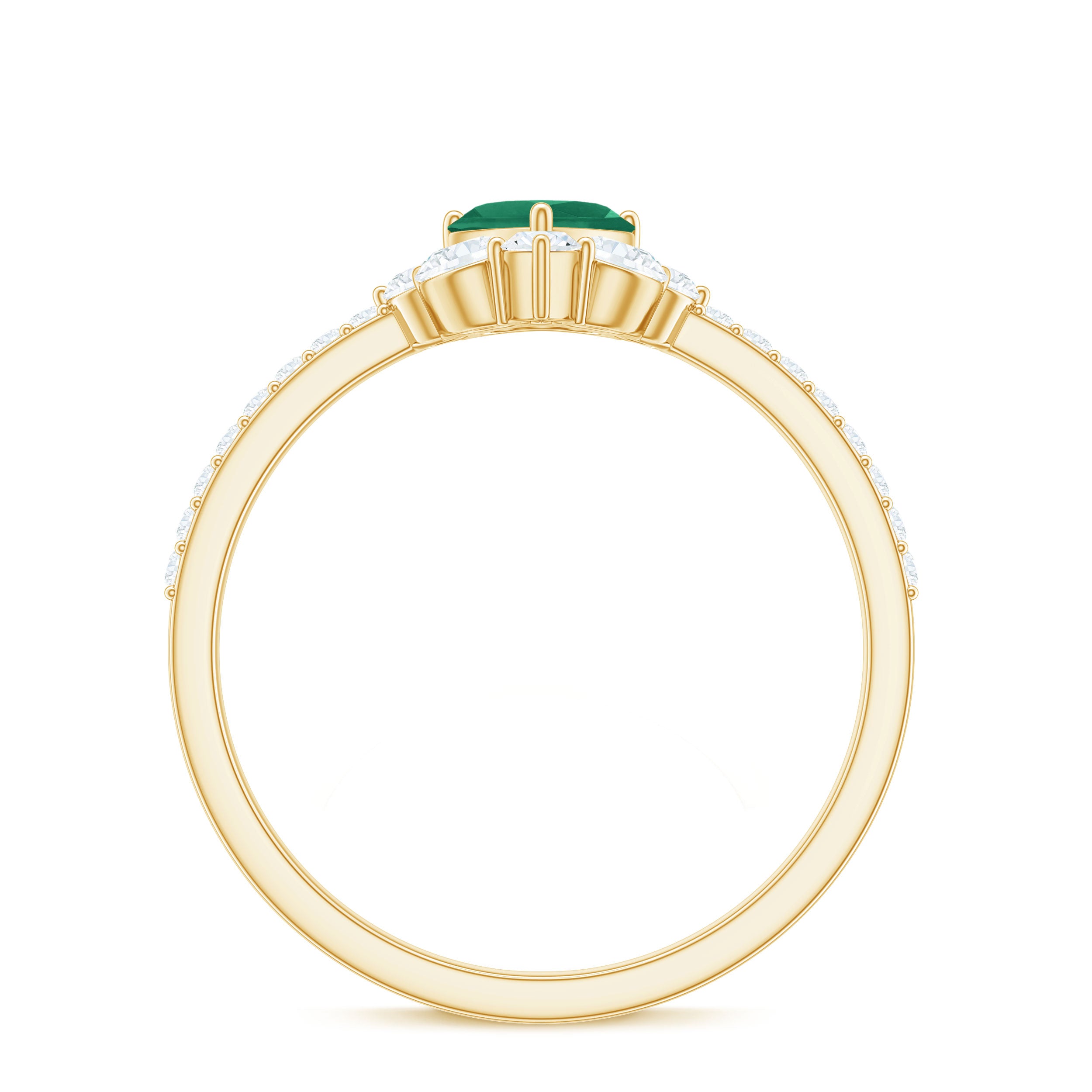 Rosec Jewels-Natural Emerald Heart Promise Ring with Diamond
