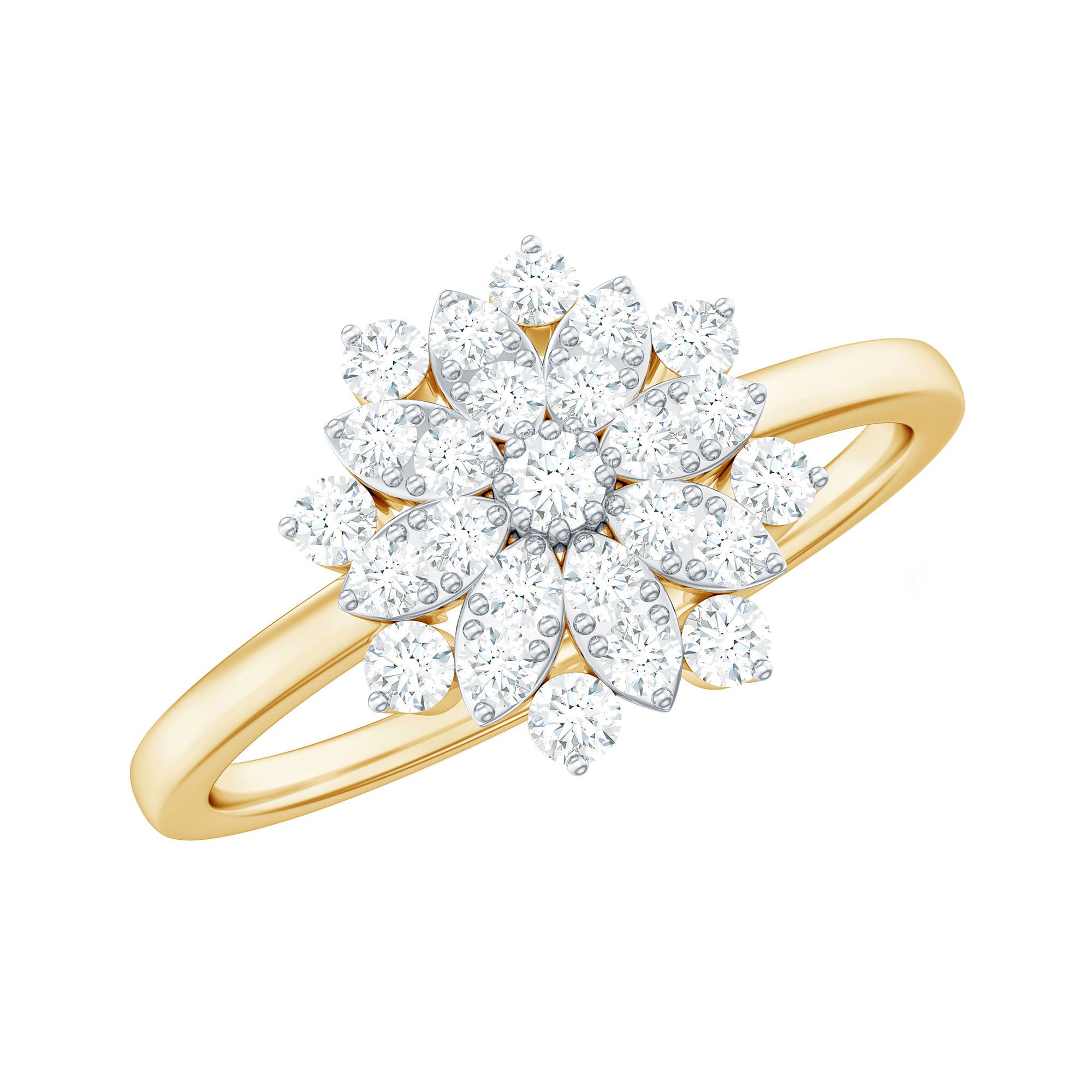 Certified Cubic Zirconia Flower Cluster Engagement Ring AAAA - Rosec Jewels