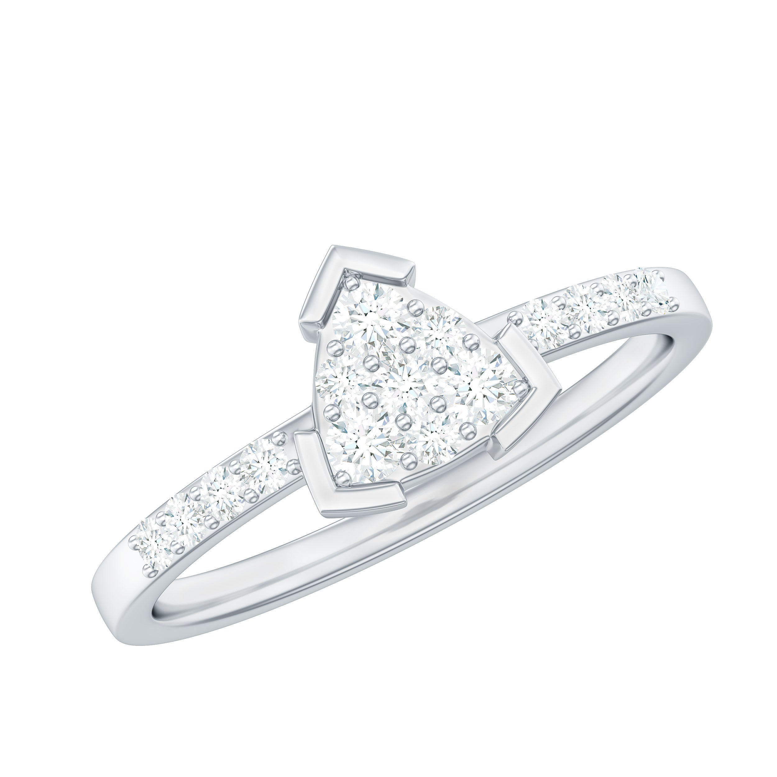 1/2 CT Round Cubic Zirconia Triangular Engagement Ring AAAA - Rosec Jewels