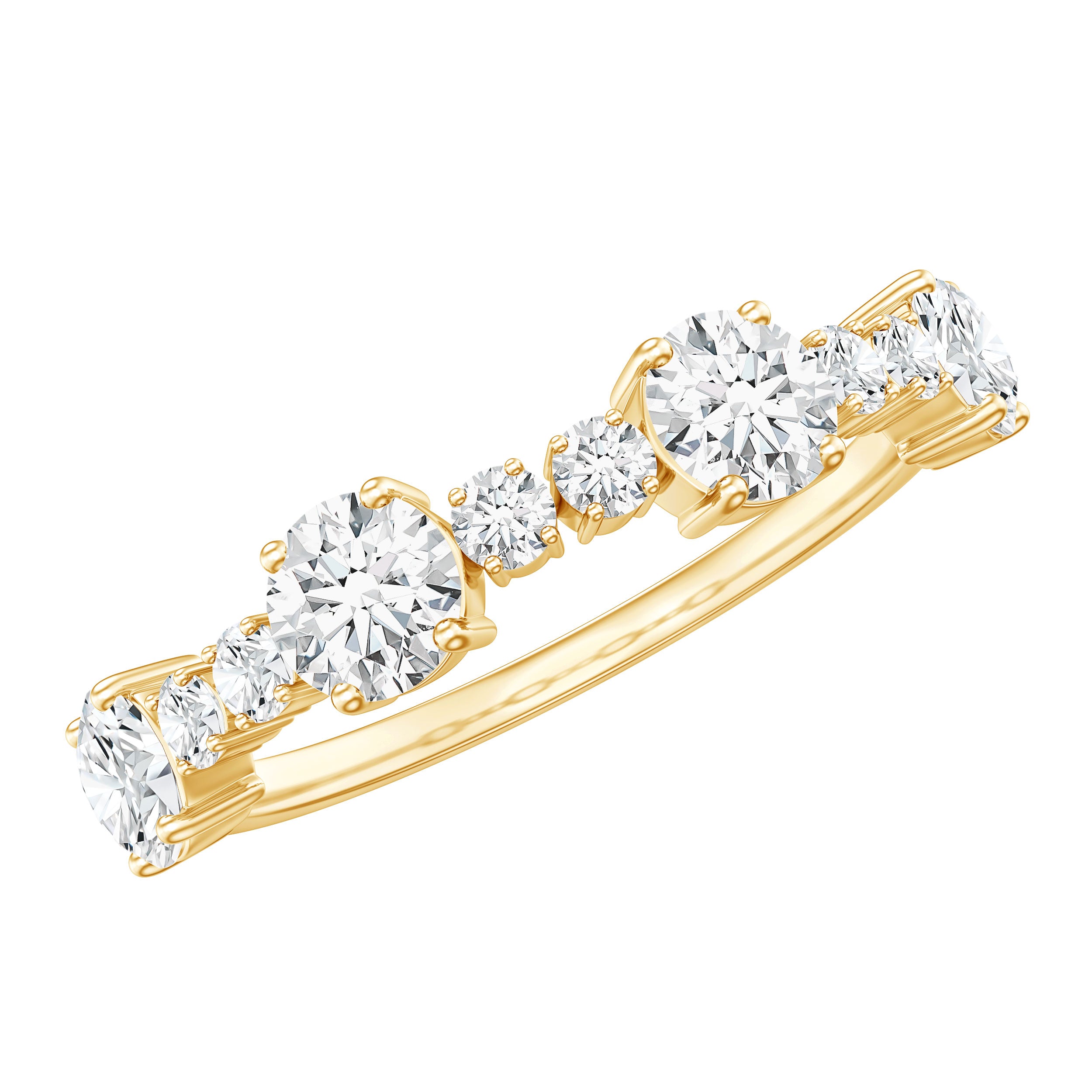 Rosec Jewels-Round Moissanite Half Eternity Wedding Band