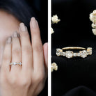 Rosec Jewels-Round Moissanite Half Eternity Wedding Band