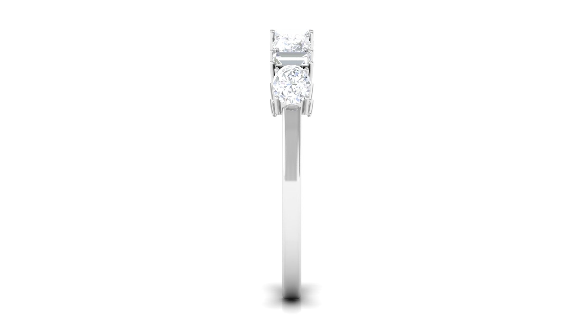 Oval and Baguette Cut Zircon Wedding Half Eternity Ring AAAA - Rosec Jewels