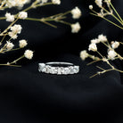 Certified Baguette and Oval Cut Moissanite Half Eternity Band D-VS1 - Rosec Jewels