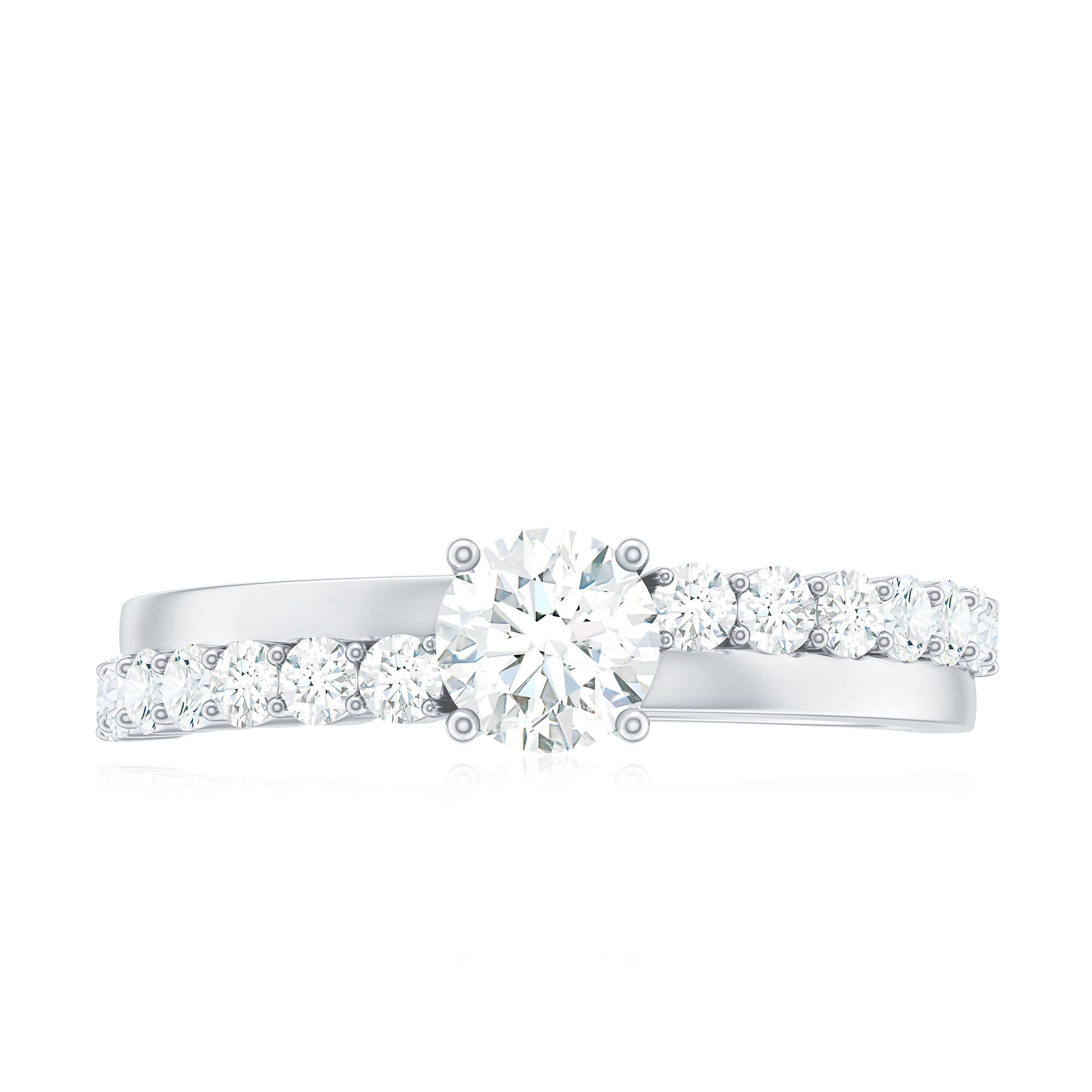 1 CT Round Cut Cubic Zirconia Promise Ring in Prong Setting AAAA - Rosec Jewels