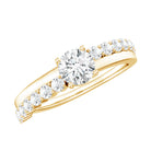 Round Cut Moissanite Engagement Ring with Side Stones D-VS1 - Rosec Jewels