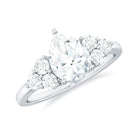 Zircon Teardrop Engagement Ring with Cluster Accent AAAA - Rosec Jewels