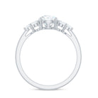 Zircon Teardrop Engagement Ring with Cluster Accent AAAA - Rosec Jewels