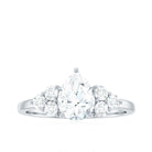 Zircon Teardrop Engagement Ring with Cluster Accent AAAA - Rosec Jewels