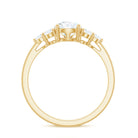 Zircon Teardrop Engagement Ring with Cluster Accent AAAA - Rosec Jewels