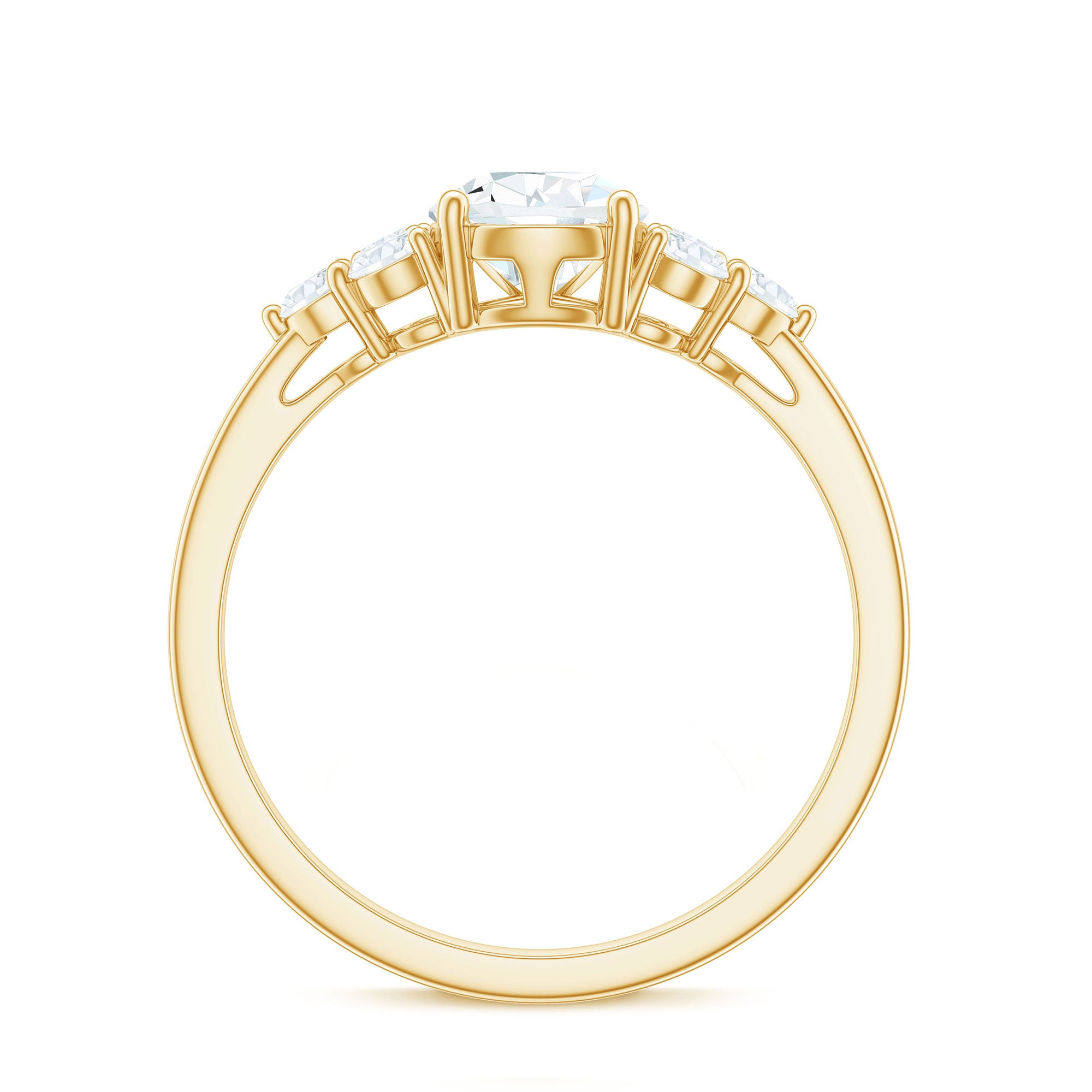 Zircon Teardrop Engagement Ring with Cluster Accent AAAA - Rosec Jewels