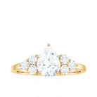 Zircon Teardrop Engagement Ring with Cluster Accent AAAA - Rosec Jewels