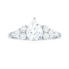 Certified 1.3 Carat Moissanite Pear Engagement Ring with Trio D-VS1 - Rosec Jewels