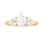 Certified 1.3 Carat Moissanite Pear Engagement Ring with Trio D-VS1 - Rosec Jewels