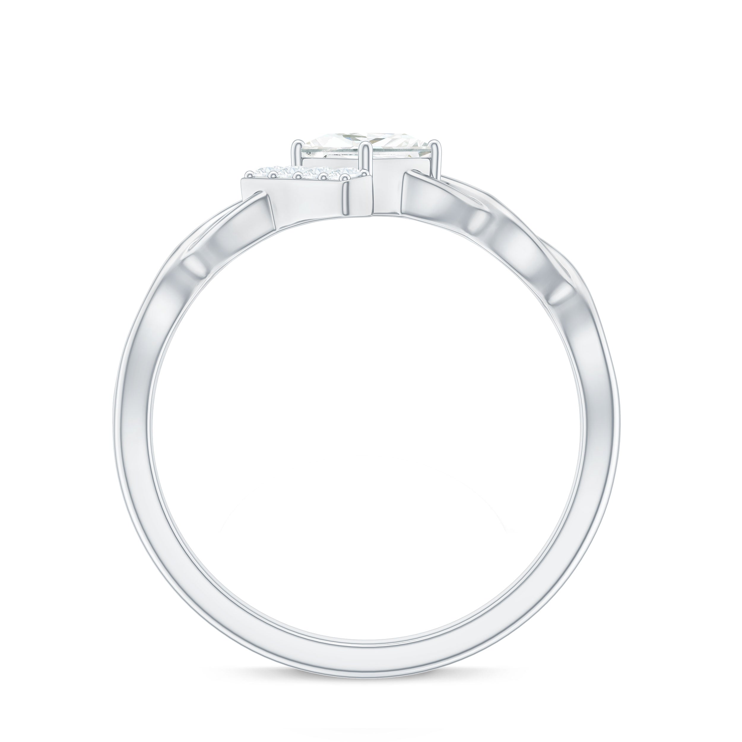 Princess Cut Moissanite Infinity Promise Ring with Half Halo D-VS1 - Rosec Jewels
