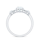 Oval Cut Moissanite Flower Engagement Ring in Split Shank D-VS1 - Rosec Jewels