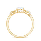 Oval Cut Moissanite Flower Engagement Ring in Split Shank D-VS1 - Rosec Jewels