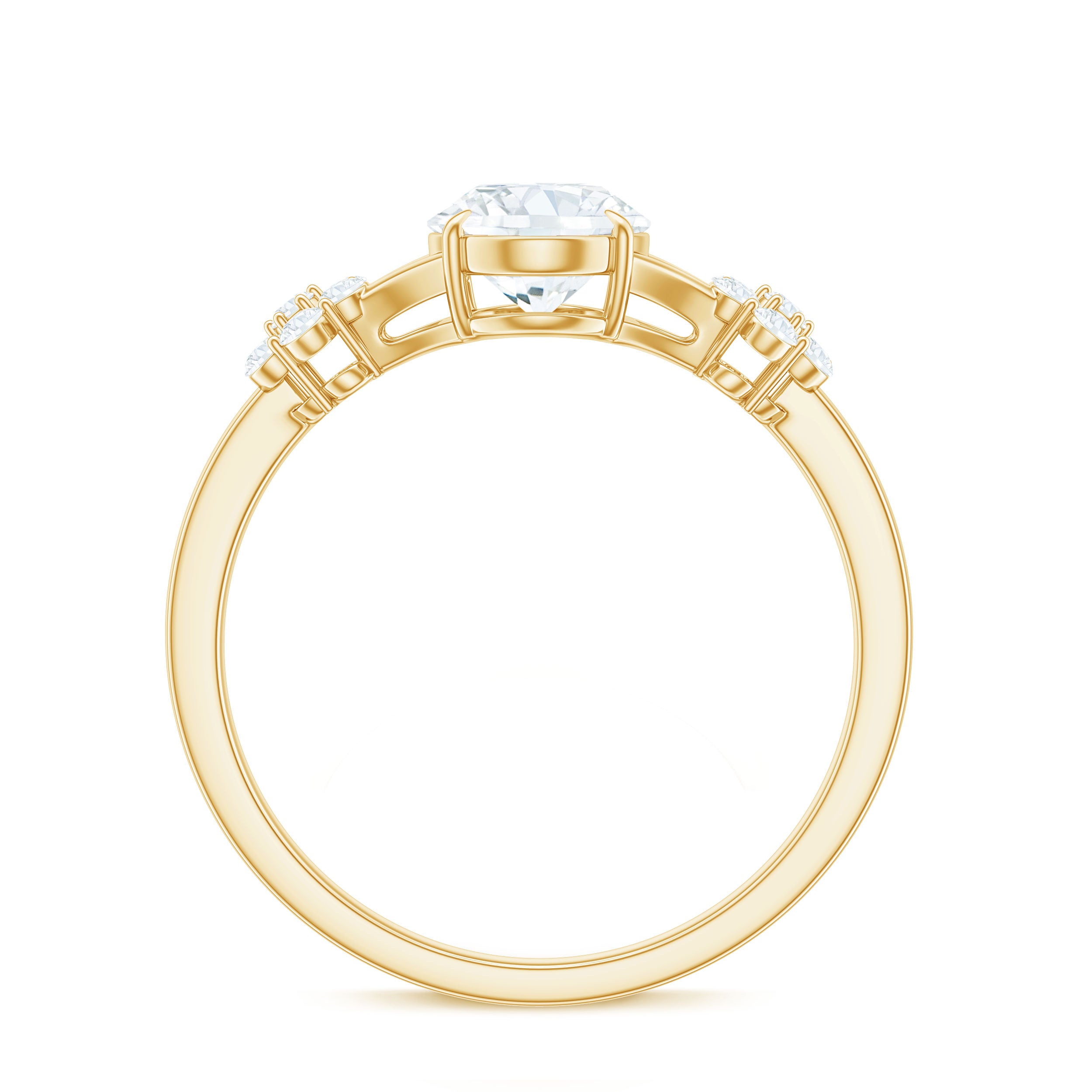 Oval Cut Moissanite Flower Engagement Ring in Split Shank D-VS1 - Rosec Jewels