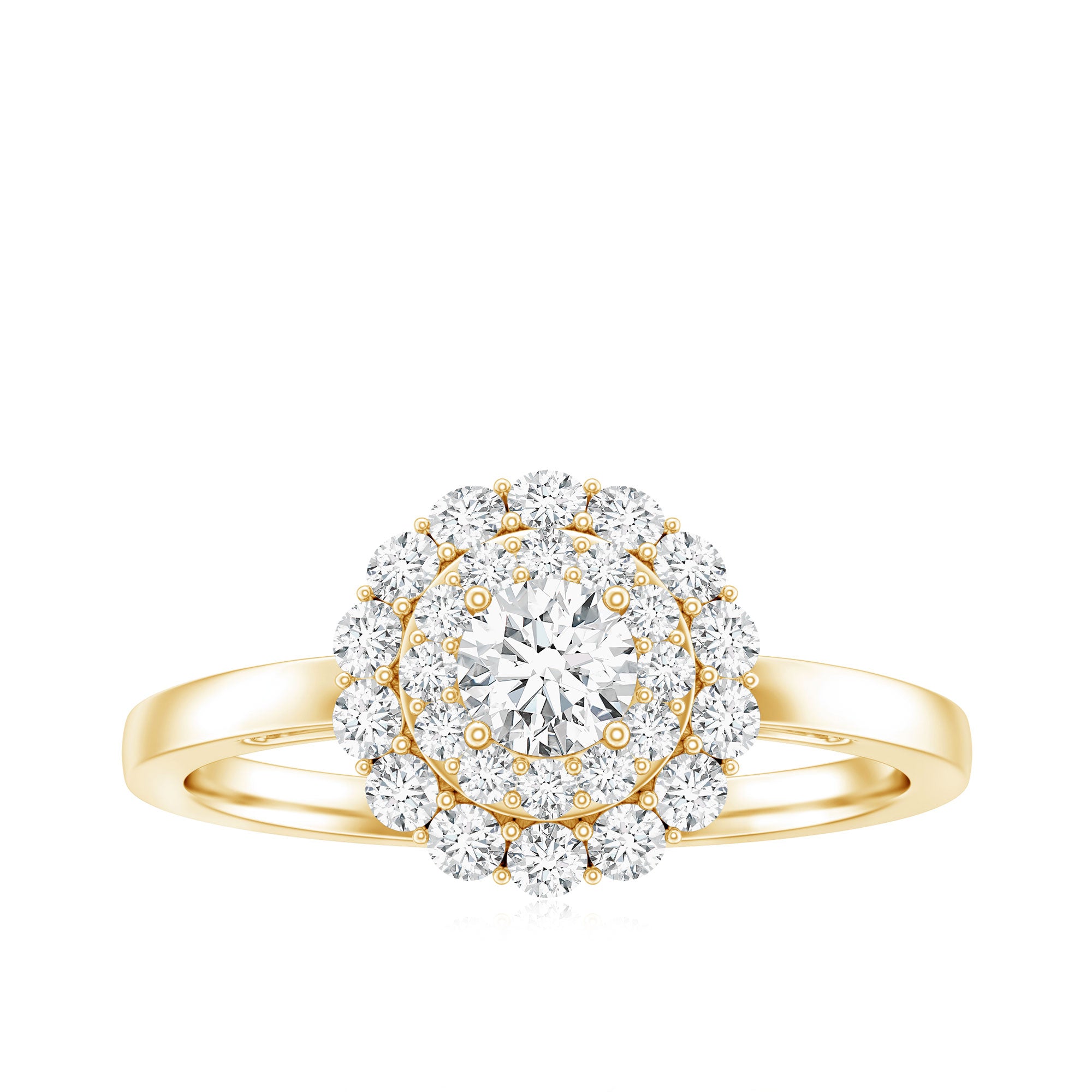 Certified Round Moissanite Double Halo Engagement Ring D-VS1 - Rosec Jewels